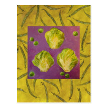carte de choux de bruxelles/pois/haricots carte postale