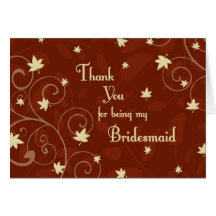 Carte de demoiselle d'honneur de Merci de mariage 