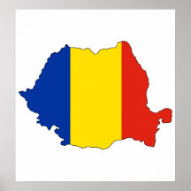 Carte de drapeau de la Roumanie normale Posters