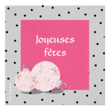 Carte de fin d'année joyeuses fêtes boule déco cartons d'invitation personnalisés