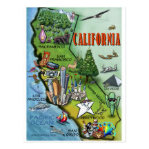 Carte de la Californie Carte Postale