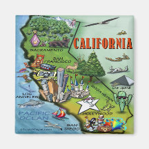 Carte de la Californie Magnets Pour Réfrigérateur