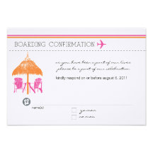 Carte de la carte d'embarquement RSVP Faire-parts