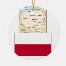 CARTE DE LA POLOGNE, DRAPEAU POLONAIS ORNEMENTS DE NOËL