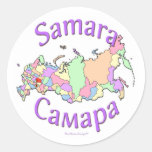 Carte de la Russie de ville de Samara Autocollants Ronds