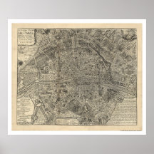 Carte de la ville de Paris par Nicolas de Fer 1700 Posters