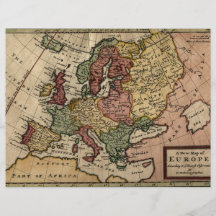 Carte de l'antiquaire 1721 de l'Europe par la poul Prospectus Personnalisés