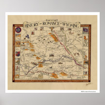 Carte de l'histoire et Romance du Wyoming Affiche
