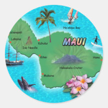 Carte de Maui Adhésif Rond