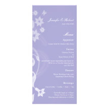 Carte de menu de mariage de branche de lavande double cartes customisées