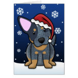 Carte de Noël bleue de Kawaii Heeler