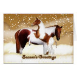 Carte de Noël - bonnes fêtes - chevaux, poulain et