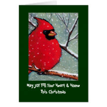 CARTE DE NOËL : CARDINAL, OISEAU, ART EN PASTEL