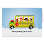 Carte de Noël de chauffeur d'autobus scolaire, bon