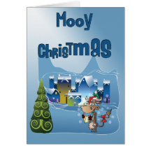 Carte de Noël de vache à amusement