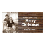 Carte de Noël en bois foncée de photo Photocartes