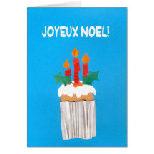 Carte de Noël, Français, petit gâteau avec des bou