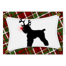 Carte de Noël noire de Terrier de Russe de renne