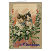 Carte de Noël victorienne de chaton