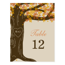 Carte de nombre de Tableau de mariage de automne d Carte Postale