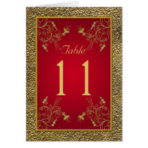 Carte de nombre de Tableau de rouge riche et d'or