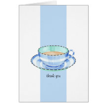 Carte de note bleue blanche de Merci de tasse de t