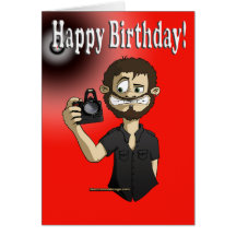 Carte de note de joyeux anniversaire de cameraman