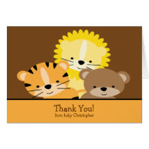 Carte de note de Merci de lion, de tigre et d'ours