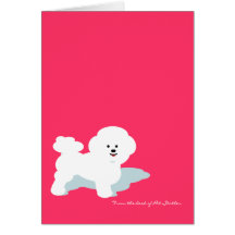 Carte de note faite sur commande de Bichon Frise d