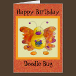 Carte de papillon d'insecte de griffonnage - custo cartes