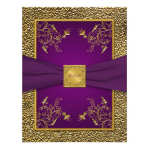 Carte de pourpre royal et d'or RSVP Invitations