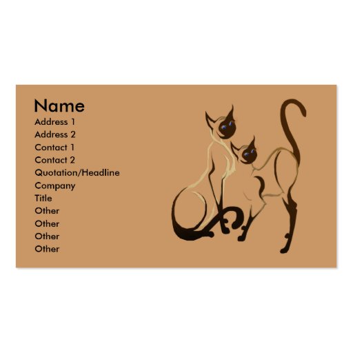 Carte de profil de chats siamois carte de visite