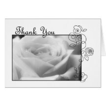 Carte de remerciements avec le rose blanc