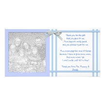 Carte de remerciements bleu de baby shower de bébé photocartes personnalisées