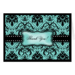 Carte de remerciements bleu et noir de bel Aqua de