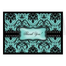 Carte de remerciements bleu et noir de bel Aqua de