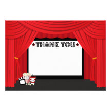 Carte de remerciements d'anniversaire de cinéma et invitations