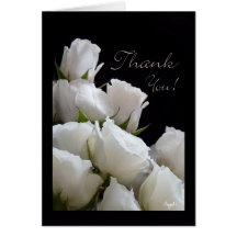Carte de remerciements de bouquet de roses blancs