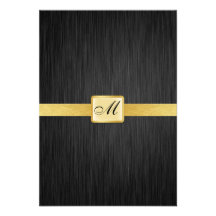 Carte de remerciements de monogramme de noir éléga invitations personnalisées