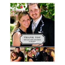 Carte de remerciements élégant de mariage d'étique cartes postales