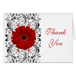 Carte de remerciements floral de marguerite rouge 