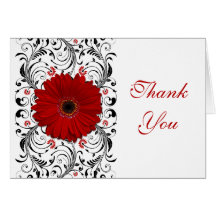 Carte de remerciements floral de marguerite rouge 