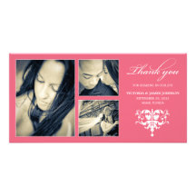 CARTE DE REMERCIEMENTS L'ÉPOUSANT FORMEL ROSE DU C CARTE AVEC PHOTO