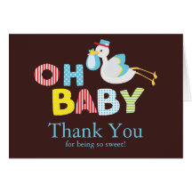 Carte de remerciements mignon de baby shower de bé