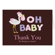Carte de remerciements mignon de baby shower de bé