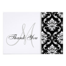 Carte de remerciements noir et blanc de mariage da invitation