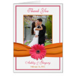 Carte de remerciements rose de mariage de photo de