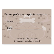 Carte de rendez-vous d'animal familier cartes de visite personnelles