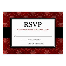 Carte de réponse de RSVP du velours 3.5x2.5 rouge  Modèle De Carte De Visite