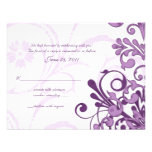 Carte- de réponse florale abstraite de pourpre et  invitations